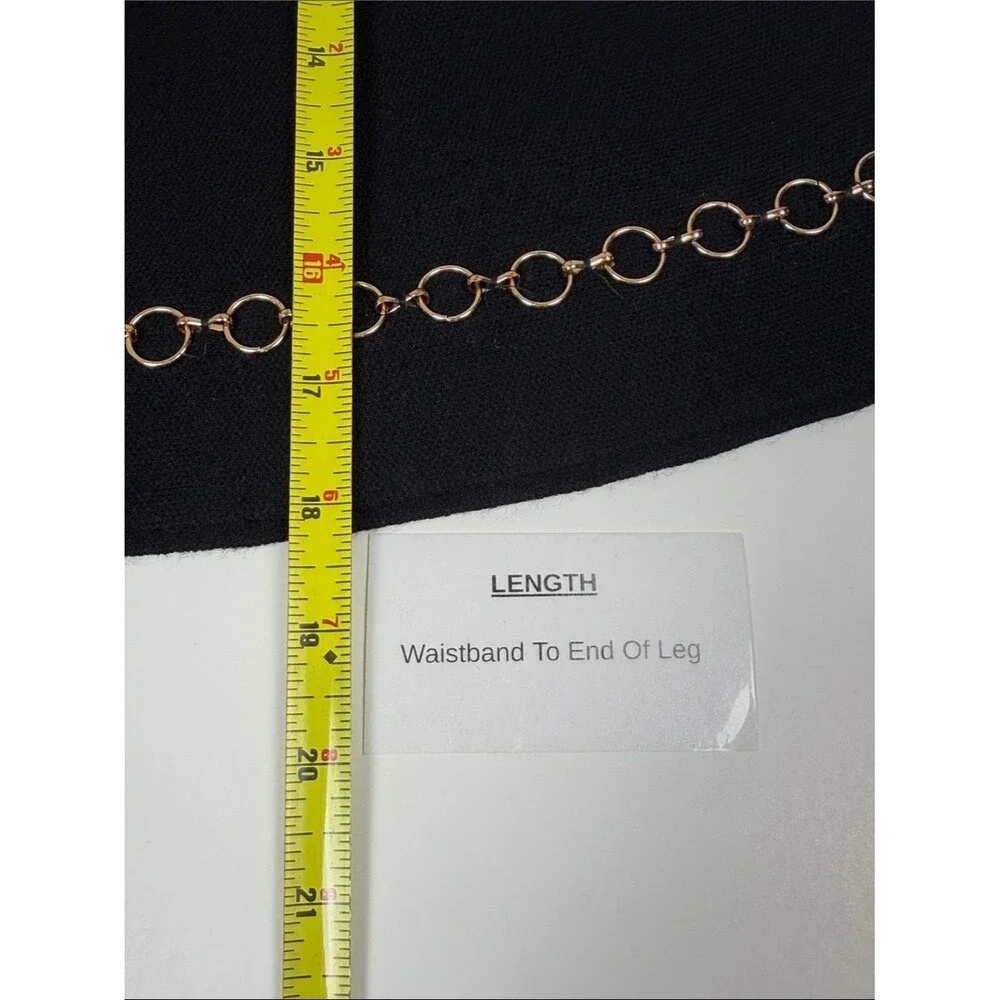 Zara Knit Black A-Line Mini Skirt Gold Chain Hem High Waist Skater Skirt Small